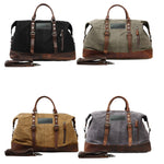 Leather and Waxed Canvas Duffle Bag