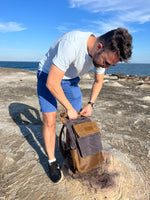 Leather and Waxed Canvas Backpack