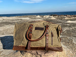 Leather and Waxed Canvas Duffle Bag