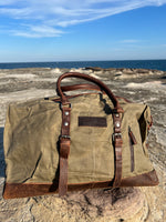 Leather and Waxed Canvas Duffle Bag