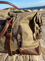 Leather and Waxed Canvas Duffle Bag