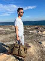 Leather and Waxed Canvas Duffle Bag