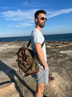 Leather and Waxed Canvas Duffle Bag