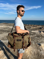 Leather and Waxed Canvas Duffle Bag