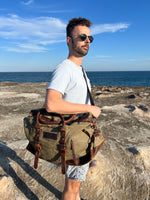 Leather and Waxed Canvas Duffle Bag