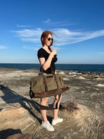 Leather and Waxed Canvas Duffle Bag