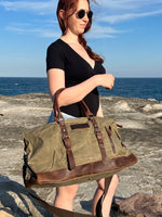 Leather and Waxed Canvas Duffle Bag