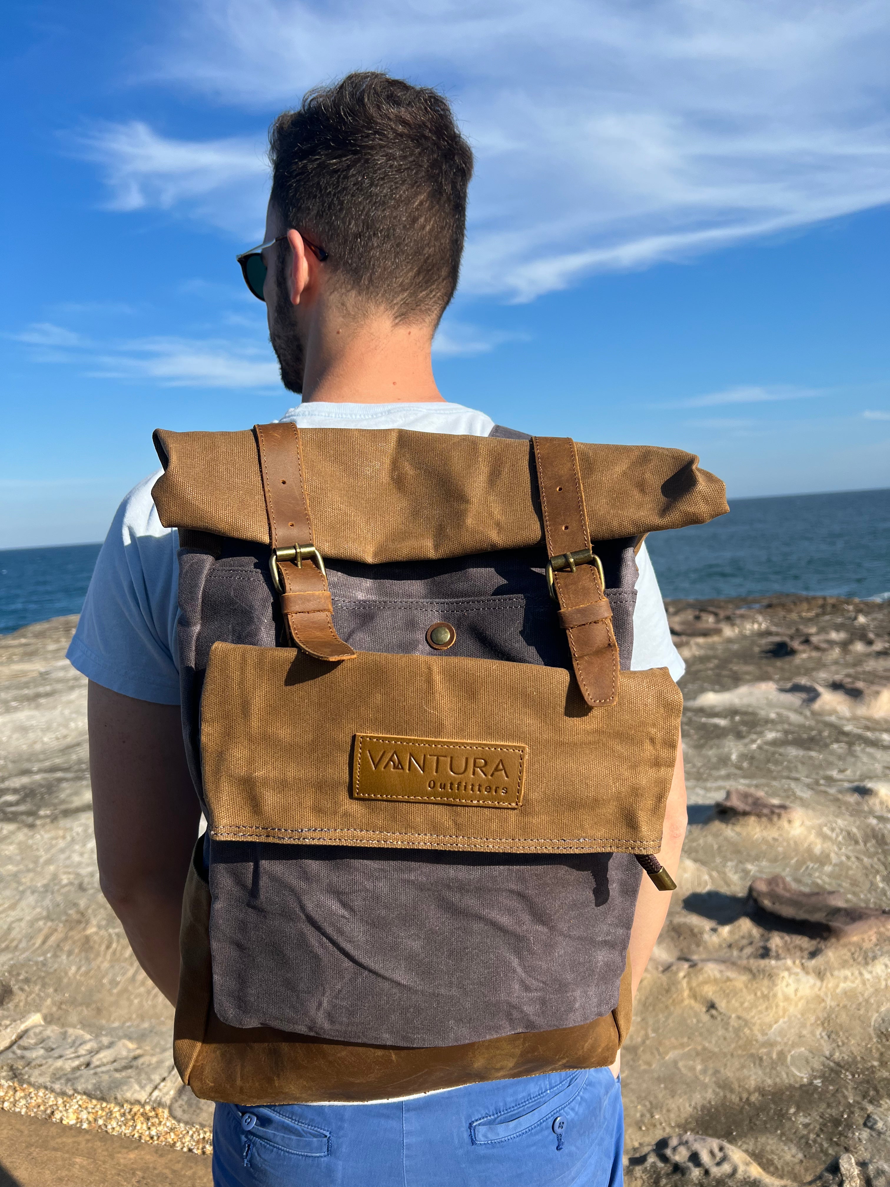 Leather and Waxed Canvas Backpack Vantura Outfitters