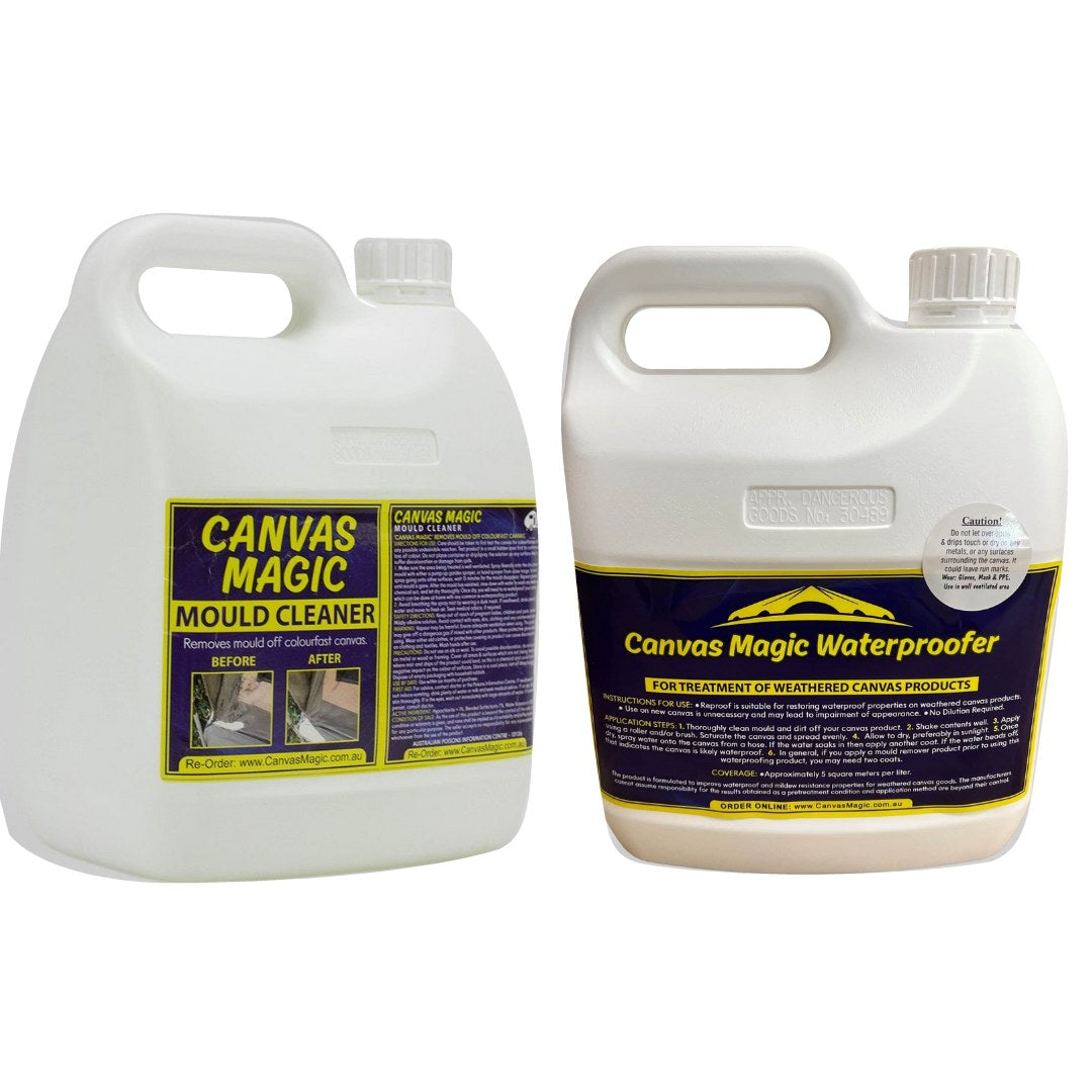 Canvas Magic Mould Cleaner and Waterproofer bottles
