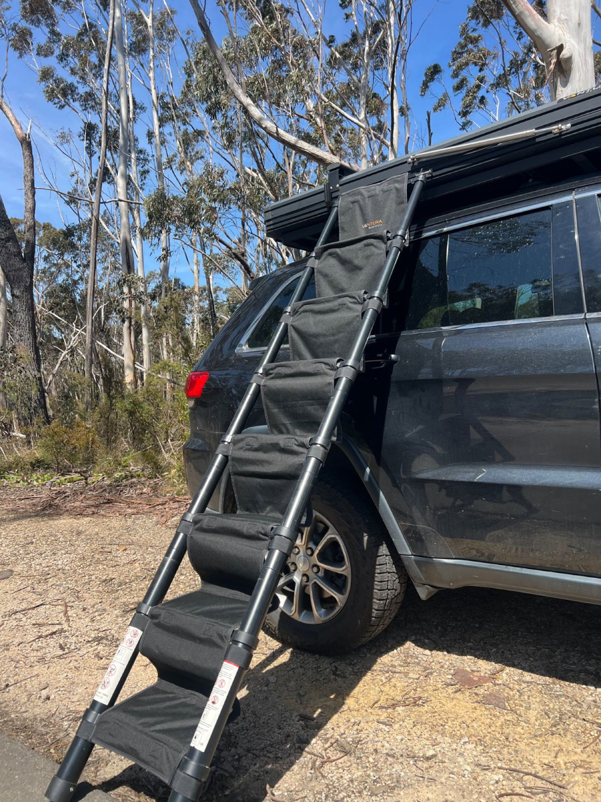RTT Ladder Steps fitted to a telescopic rooftop tent ladder