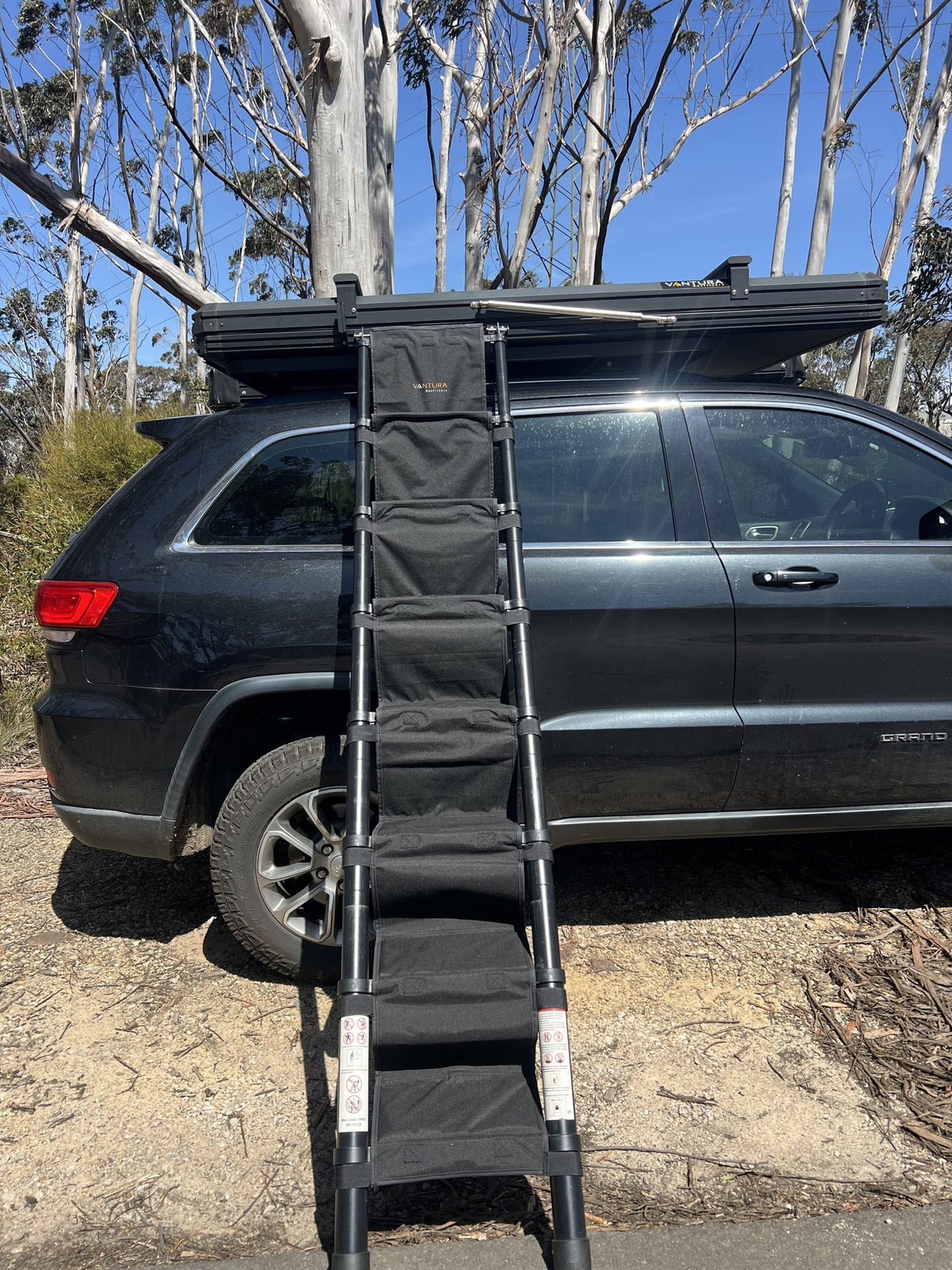 RTT ladder steps fitted to a rooftop tent ladder